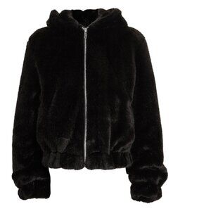 HELMUT LANG Teddy Faux Fur Black Jacket